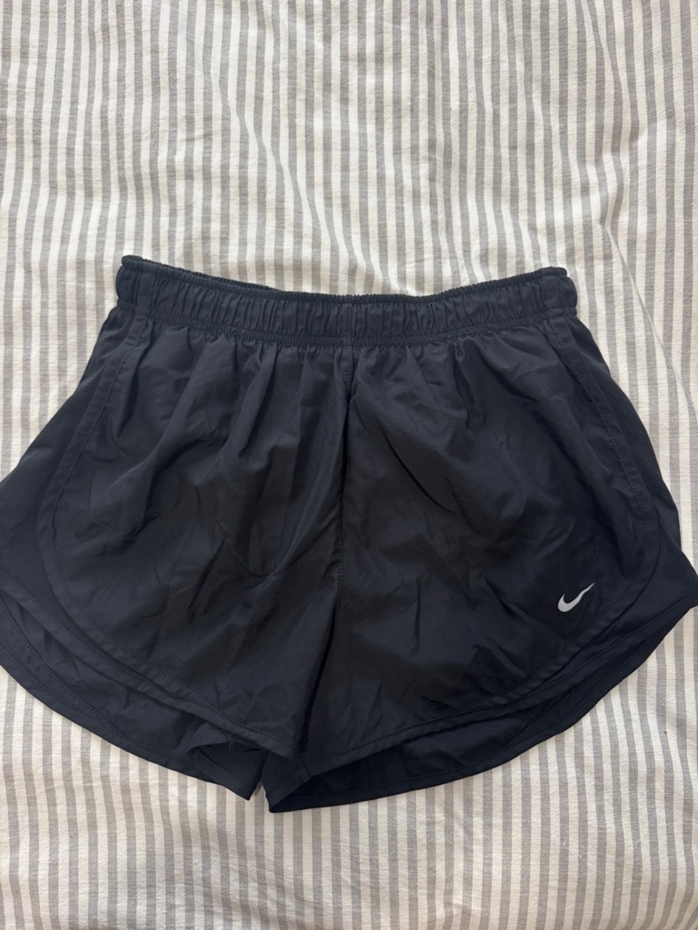 Nike Women's Black Athletic Running Shorts with White Swoosh